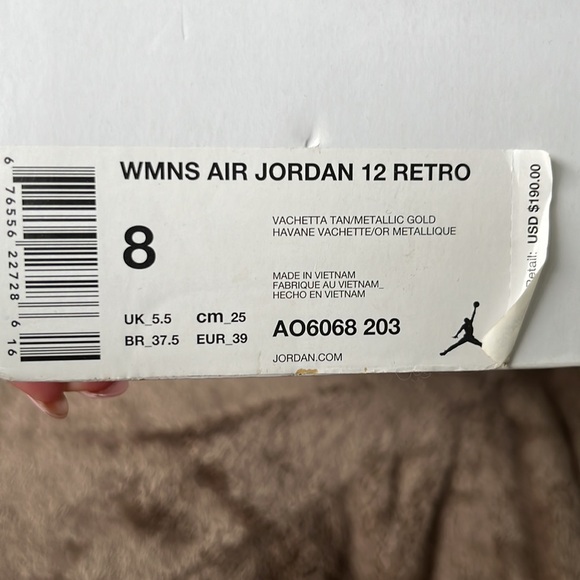 Jordan retro 12 VACHETTA tan metallic gold EUC 8 with box - Picture 12 of 13
